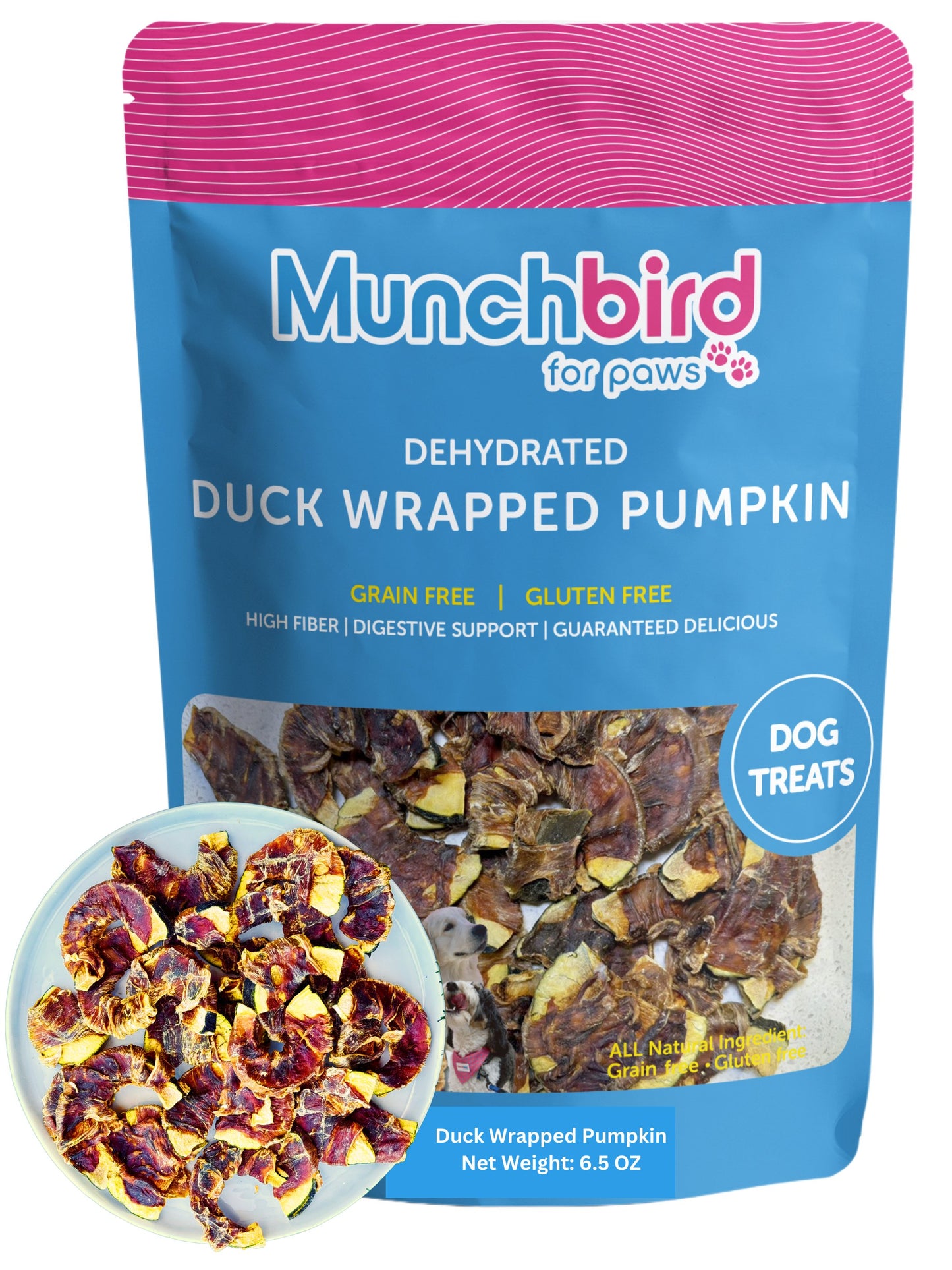 Duck and Pumpkin Dog Treats, Natural Fiber for Digestive Health Support